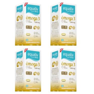Imagem de Kit 4un Ômega 3, Óleo de Peixe, 180 Cápsulas Gel, Equaliv