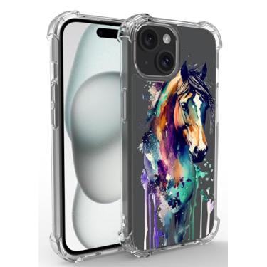 Imagem de Ecute Capa de cavalo para P15 Max com suporte de impulso/suporte giratório, capa fina de proteção contra quedas de nível militar para P15 Max Max 6,7 polegadas - cavalo grafite colorido