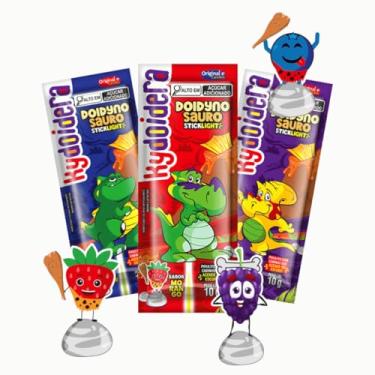 Imagem de Pirulito Brilha no Escuro Sabor Variado Blueberry Morango Uva 24 Unidades 10g Kydoidera (DOIDYNO SAURO)