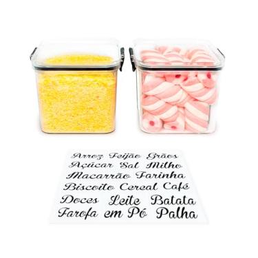 Imagem de Kit 2 Pote de Mantimentos Quadrado Acrílico Slim 710ML Tampa com Trava