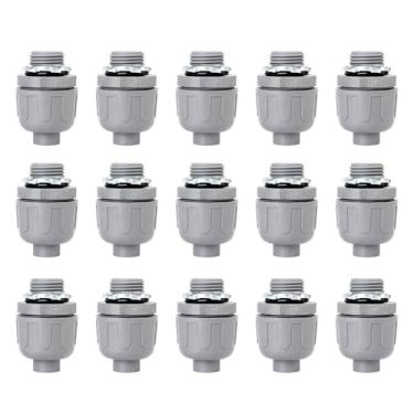 Imagem de Feotech Conector líquido apertado de 1/2 polegada - pacote com 15 acessórios de conduíte elétrico de PVC conectores flexíveis retos de 180 graus para casa, cozinha e banheiro conector de conduíte