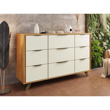 Imagem de Cômoda Buffet 9 Gavetas - Olimpia-Peroba/Off White - Móveis Europa