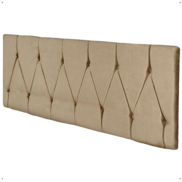 Imagem de Cabeceira Parede Capitonê Estofado Suede Cama Box Queen 1,60 Quarto Casal Decoração Retrô - Bege - RPM