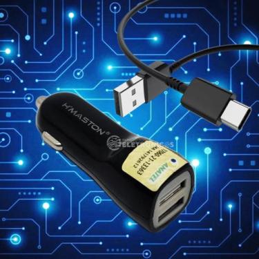 Imagem de Carregador Veicular 2 Entradas USB 3.1A automotivo Cor Preto Com Cabo 