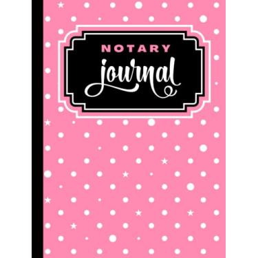 Imagem de Hardcover Notary Journal: 8.5x11 Large Notarial Logbook/With 200 Numbered Pages - Two Record Logs Per Page / 400 Records/Ledger Book Gift For Signing Agents/Pink White Polka Dot Star Art Pattern