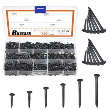 Imagem de Rustark 1200 peças, 6 tamanhos, preto, metal, pregos, tachas sortidas, 10 mm, 13 mm, 16 mm, 19 mm, 22 mm, 25 mm, pregos, tachas para sapatos, botas, saltos, solas, reparo de substituição