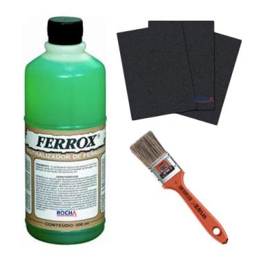 Imagem de Kit Removedor de Ferrugem Ferrox + Pincel + Lixa Ferro