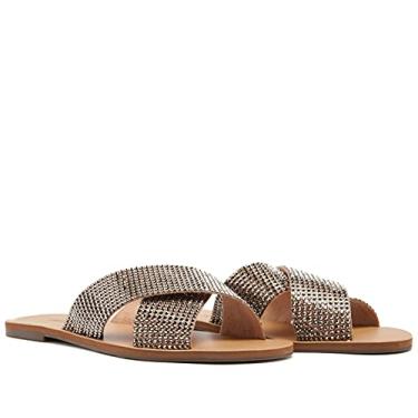 Imagem de Sandália Rasteira Anacapri Tiras Pedraria, Feminino, Prata, 34