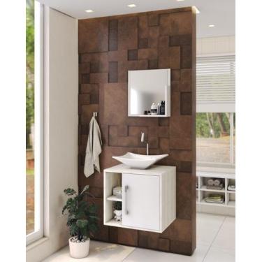 Imagem de Gabinete P/Banheiro C/cuba L38 e Espelheira Soft 50cm - Compace, Branc