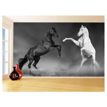 Imagem de Papel De Parede Animais Casal Cavalos Fazenda 3,5M Anm336 - Você Decor