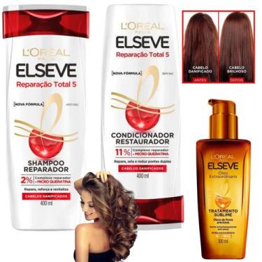 Imagem de Kit Elseve Reparação Total 5 Tratamento Oleo Extraordinario - L'oreal 