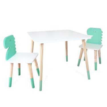 Imagem de Kit Mesa e 2 Cadeiras Infantil Dinossauro - Eita Casa Perfeita, Verde 