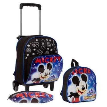 Imagem de Kit Mochila Infantil Menino Mickey Rodinhas Passeio + Estojo - Toys 2U
