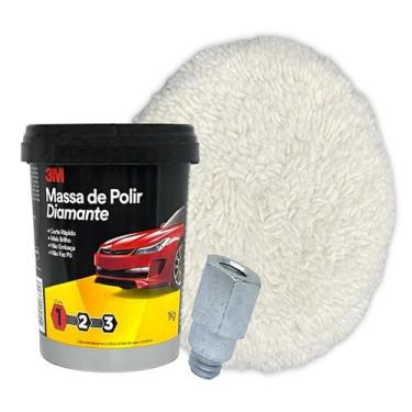 Imagem de Kit Polidor 3M Diamante + Boina Lã Branca 7" + Adaptador