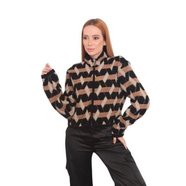 Imagem de Jaqueta Cropped Feminino Blusa de Tricot Mousse Inverno - Aymee, Marro