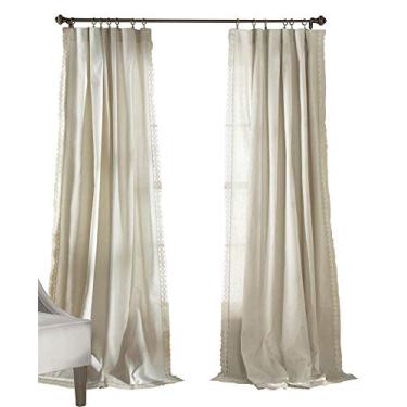 Imagem de Lush Decor Rosalie — Saia para cortina de janela de linho sintético, 137 cm L x 300 cm C, marfim