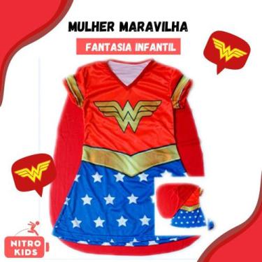 Imagem de Fantasia Vestido Simples da Mulher Maravilha - Podumaju, M