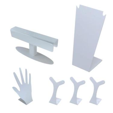Imagem de Kit expositores de colar, brincos, anéis e pulseiras - Branco - 6 unid