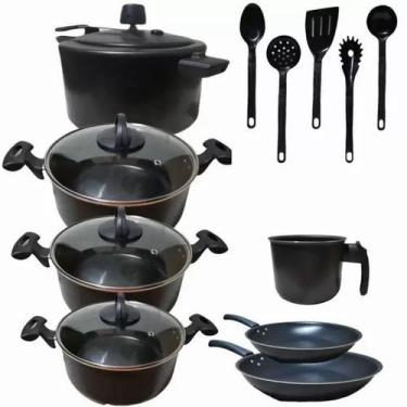 Imagem de Conjunto Teflon Antiaderente Com 12 Peças - Marcolar, Preto