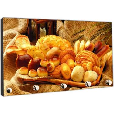Imagem de Porta Chaves Padarias Pão Café Cafeterias Organizador Chaveiro Decorar