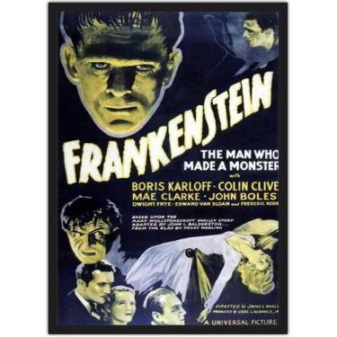 Imagem de Quadro Decorativo Frankenstein Filmes Cartaz Cinema Decorações Com Mol