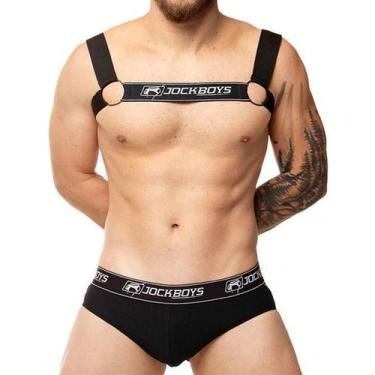 Imagem de Jockstrap Slip + Harness Masculino Preto - Tamanho G - Jock Boys