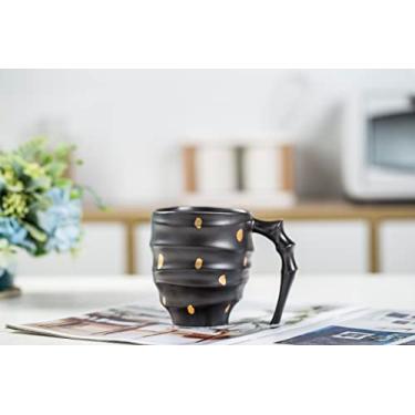 Imagem de Meicilin Caneca de porcelana 325 ml, caneca de café, caneca de chá, presente para amigos da família e casal (preto)