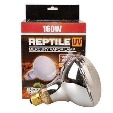 Imagem de Lâmpada de calor UVA UVB Mercury Vapor Lucky Herp, R115, E26, rosca de parafuso, 160 WattLUCKY HERP transparente unknown