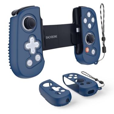 Imagem de Capa protetora para controle de jogos Backbone One Mobile com cordão, capa de silicone compatível com Backbone One Mobile Gaming Controller Handle 1ª 2ª geração (azul profundo)