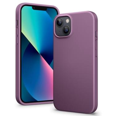 Imagem de DTTO Capa para iPhone 13, capa protetora de silicone líquido à prova de choque, fina e durável, [proteção da câmera] capa acolchoada de grade de favo de mel para iPhone 13 de 6,1 polegadas, roxo