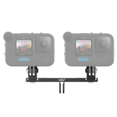 Imagem de HSU Suporte duplo duplo de alumínio, adaptador de montagem de sapata fria 1/4-20 para Go Pro Hero 13/12/11/10/9/8/7/6/5/4 DJI Osmo Action AKASO Campark e outras câmeras de ação (extensão)