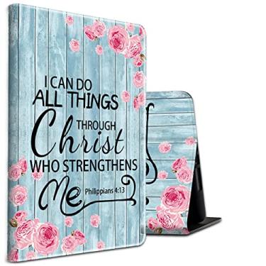 Imagem de Capa para iPad 10ª geração 2022/iPad 10,9 polegadas, capa de couro PU à prova de choque fina com hibernar/despertar automático para iPad 10,9 10ª geração, versículos bíblicos Filipenses 4-13