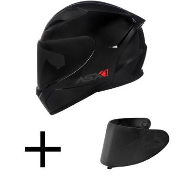 Imagem de Capacete ASX City Solid Preto Brilhante Mais Viseira Fumê, 60