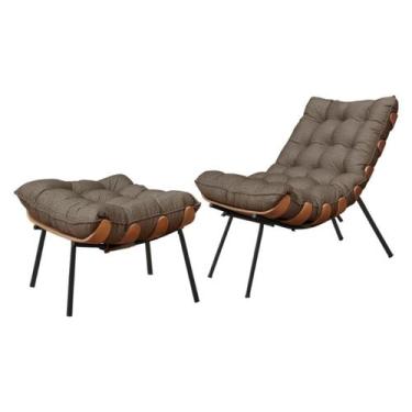 Imagem de Poltrona Costela Adão Base Preto Linho - 81cm X 63cm - Trendy