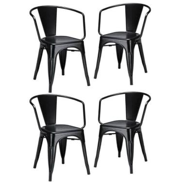 Imagem de Kit 4 Cadeiras Iron Tolix Francesinha Industrial Com Apoio De Braços Pretas