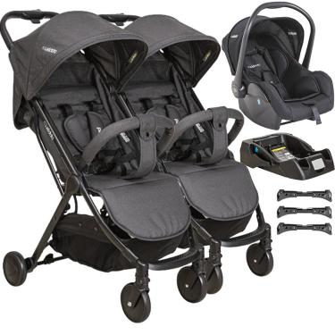 Imagem de Carrinho de Gemeos Bebe Conforto Base Kiddo Road Melange Preto