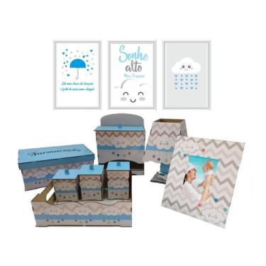 Imagem de Kit Higiene Bebe Safari Maternidade Com Trio De Quadros Mdf - CasaBebe
