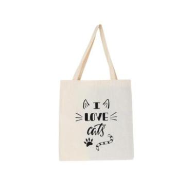 Imagem de Bolsa Feminina Ecobag  100% algodão Estampa LOVE CATS - CARIOCA MAIS