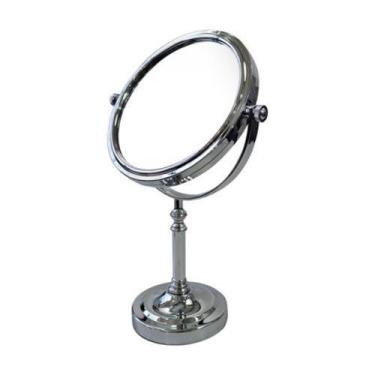 Imagem de Espelho Redondo Oval De Mesa C/ Pé Dupla Face Prata 32 Cm - BC BORA CO