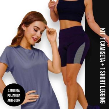 Imagem de KIT Camiseta DRY FIT POLIAMIDA MALHA FRIA  + Short Leg Legging REDINHA