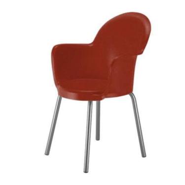 Imagem de Cadeira com Braço Base Cromada Linha Polipropileno Moon Vermelho - Des