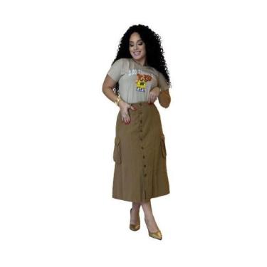 Imagem de Saia feminina longa collor tecido sem lycra - TRÊS CORAÇÕES, Cak, 44
