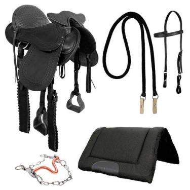 Imagem de Kit Sela Australiana com Cabeça SV1467 Preta - Selaria Vertentes