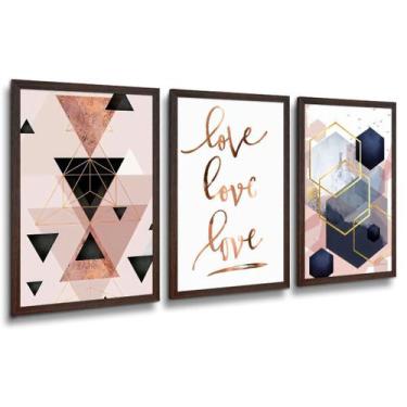 Imagem de Kit Nichos Plaquinhas Moldura Decorativa Kit Rose e Dourado - IQ Quadr