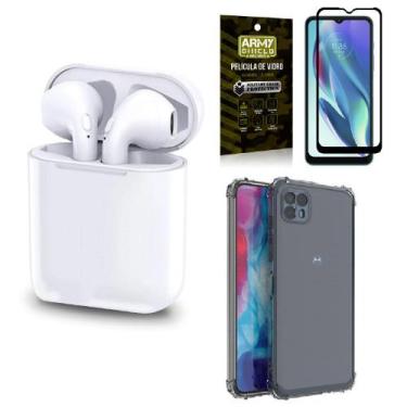 Imagem de Kit Fone Sem Fio Tws Gold Moto G50 5G + Capinha + Película de Vidro 3D