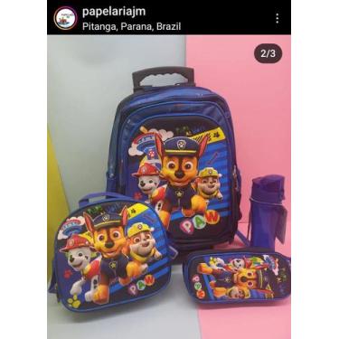 Imagem de Mochila Escolar kit 3D Lancheira + Estojo Rodinhas auto relevo - Genér