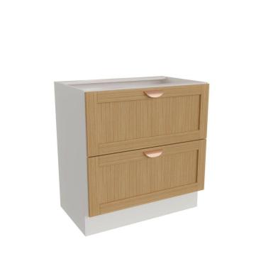 Imagem de Balcão 2 Gavetões 80cm sem Tampo Arizona Cabecasa Madeiramadeira Branco/Figueira