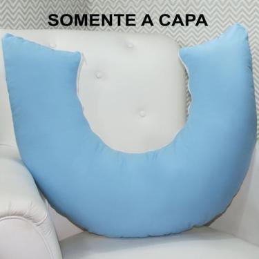 Imagem de Capa para Almofada Amamentação - Laura Baby, Azul com Branco