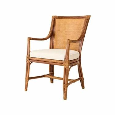 Imagem de Cadeira Poltrona Madeira Maciça Encosto Rattan Assento - LUXdécor