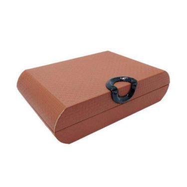 Imagem de Caixa Decorativa Marrom Texturizado Maior Luxo Circulo Preto - LUXdéco